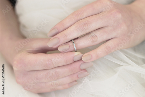 wedding manicure with false beige matte long nails