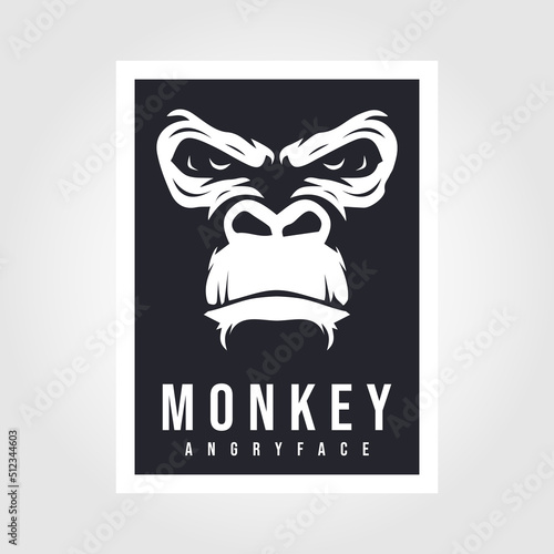 angry monkey. monkey head logo vector