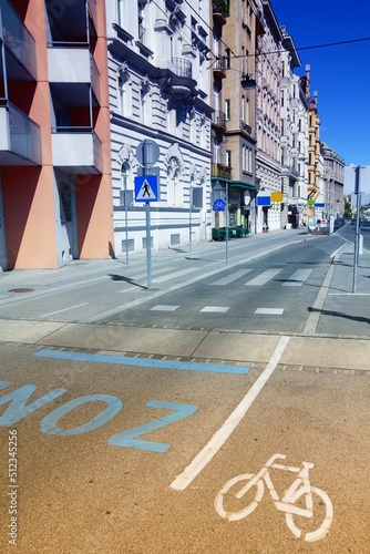 Vienna cycling lane. Vintage filtered style color retro photo tone. Vienna landmarks.