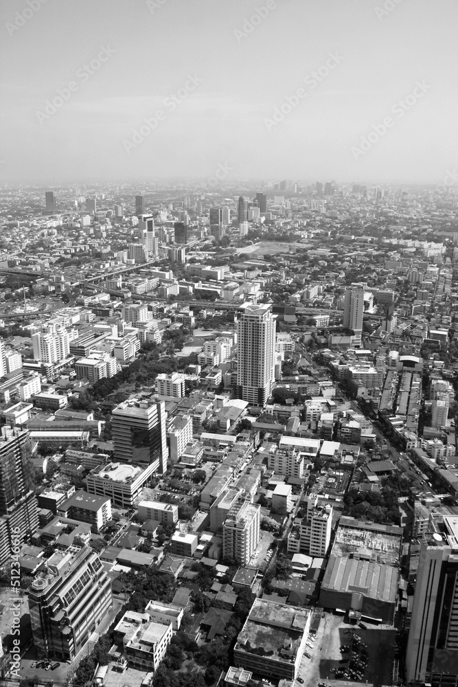 Bangkok city. Black and white photo retro style.