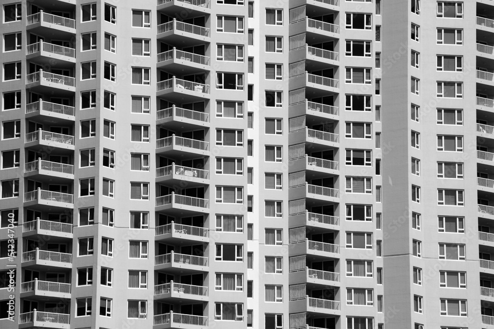 Urban background in Australia. Black and white vintage photo style.