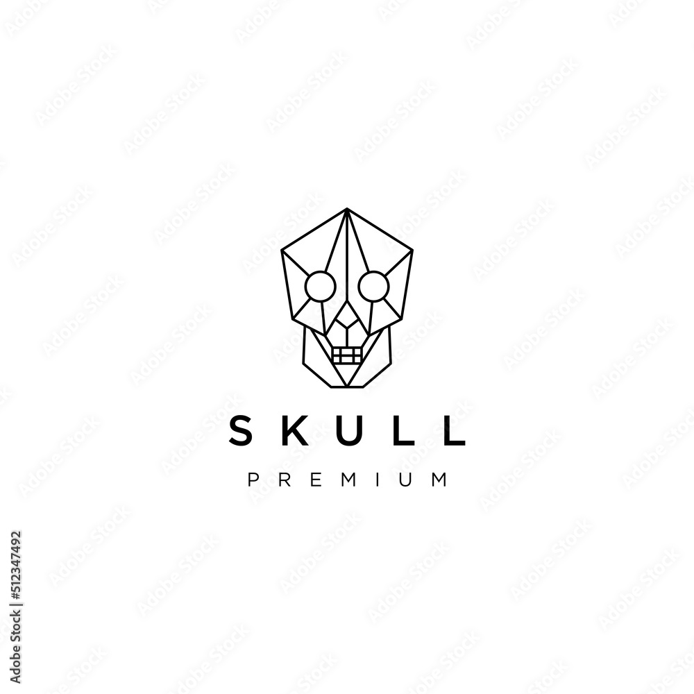 Skull geometric polygonal logo vector icon design template
