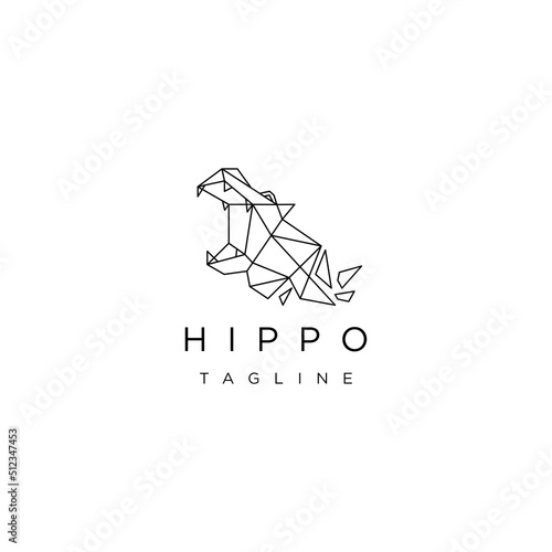 Hippopotamus head geometric logo icon design template