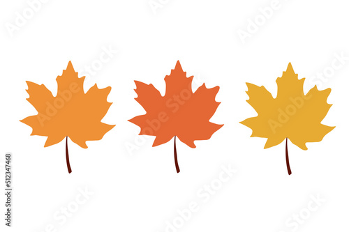Set of colorful maple leaves. Cartoon style. Vector design.