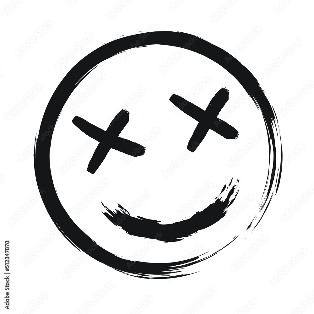 Grunge hand drawn smiling face emoticon Grunge hand drawn smiling face emoticon