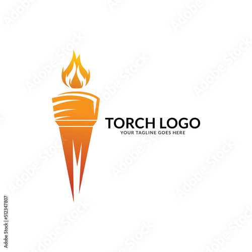 Torch Fire Flame with Pillar column logo design.
