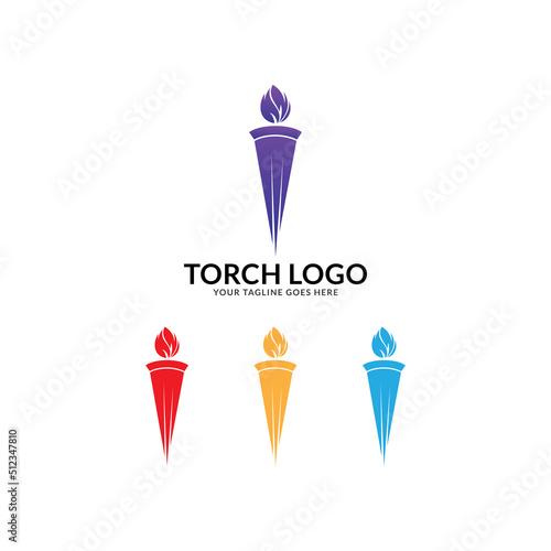Torch Fire Flame with Pillar column logo design.