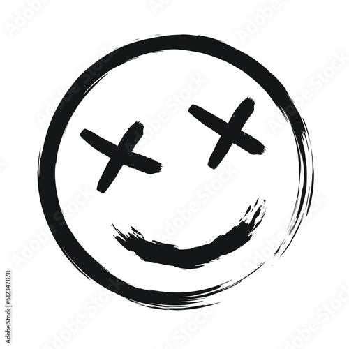 Grunge hand drawn smiling face emoticon