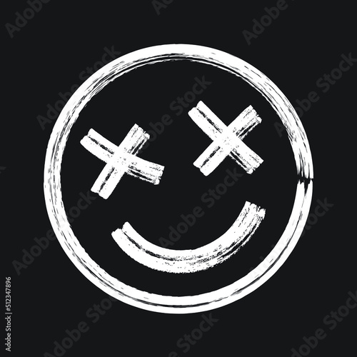 Grunge hand drawn smiling face emoticon