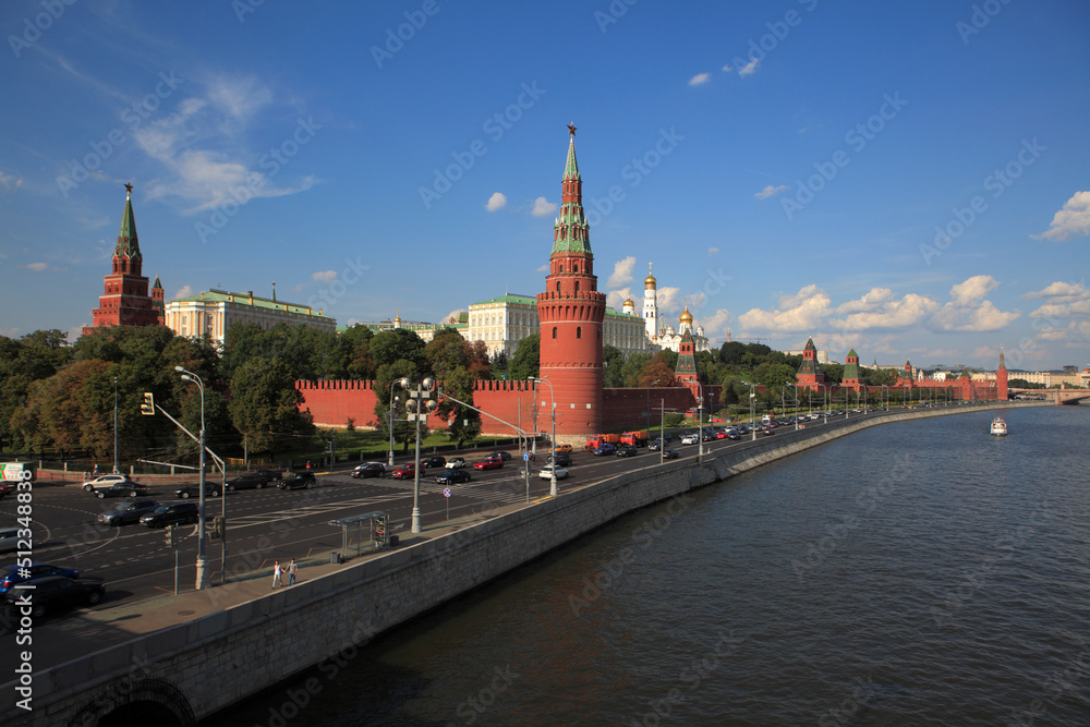 Kremlin palace in Moscow overlooking Moskva river, Russia