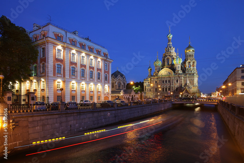 The Church of the Savior on Blood on the Griboedov Canal at dusk  Saint Petersburg  Russia