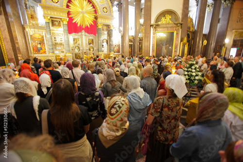Faithfuls at Kazan Cathedral  Saint Petersburg  Russia
