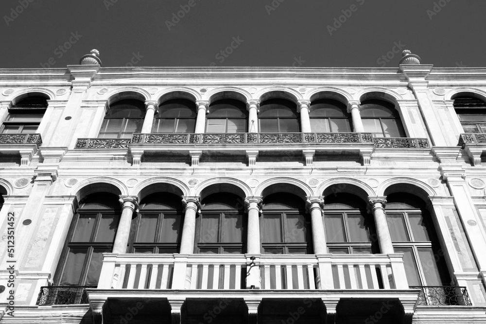 Venice Italy. Black white photo vintage style.
