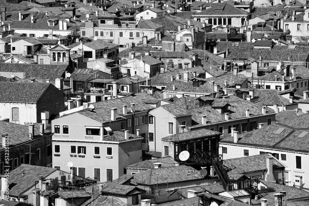 Venice, Italy cityscape. Black white photo retro style. Italian landmark.