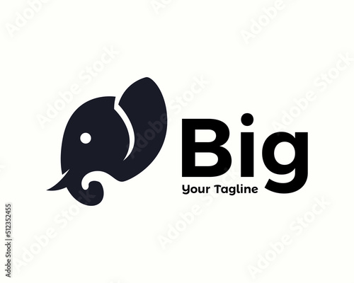 simple head silhouette elephant side view logo icon symbol template illustration inspiration