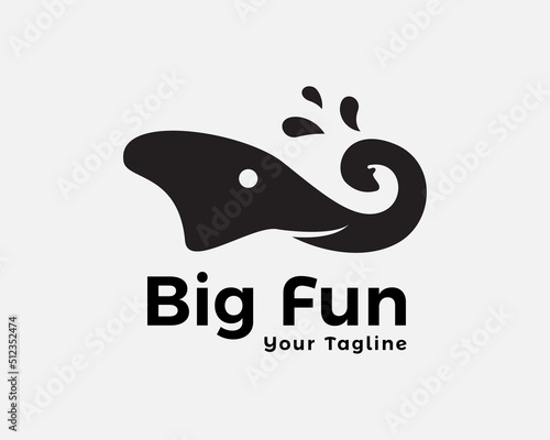 simple abstract silhouette head elephant swirl trunk logo icon symbol template illustration inspiration