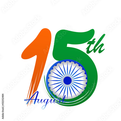 Happy indian independence day graphic design. India independence day ashoka or asoka chakra (Ashoka wheel) and emblem. Vector Illustration of 15th August Happy Independence Day of India. photo