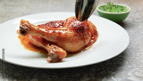 Delicious bbq chicken legs. Tasty lunch.