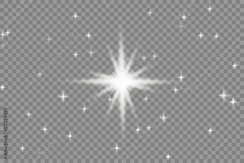 Vector transparent sunlight special lens flare light effect. PNG. Stars ligh. Bom light. Vector illustration