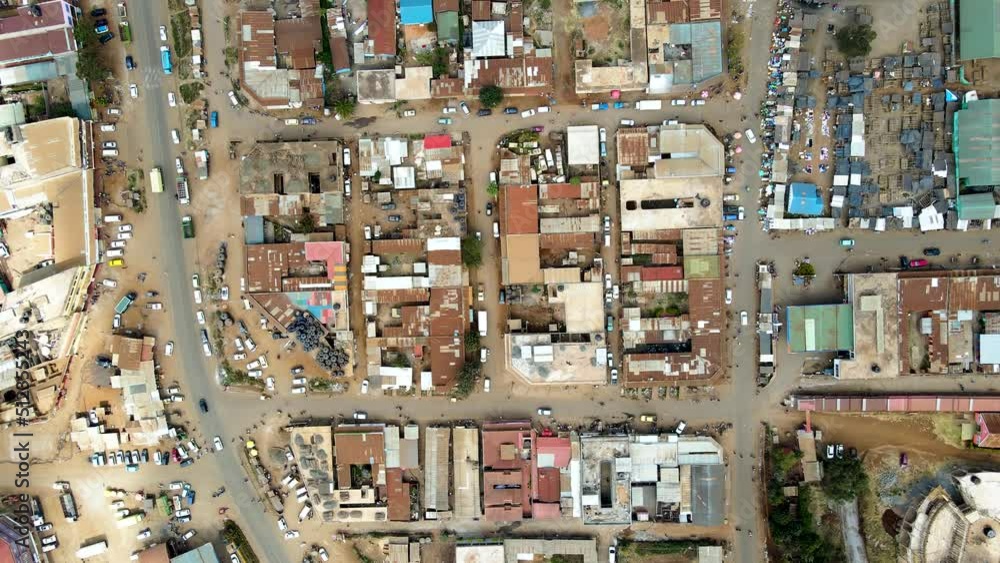 Drone view of poor small city-town of kenya Drone view of poor small city-town of kenya