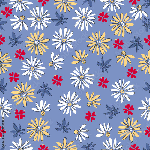 Hand drawn cute floral small seamless pattern for fashion prints decoration, fabric, wallpaper and all prints on background earth tone color.