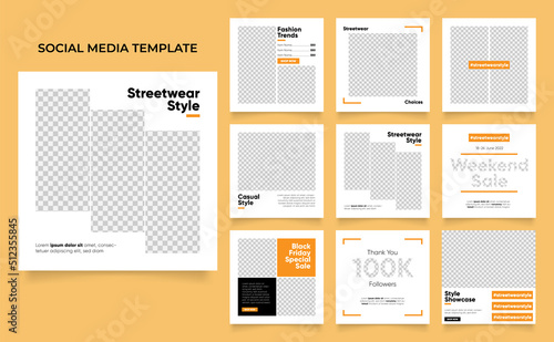 social media template banner fashion sale promotion. fully editable instagram and facebook square post frame puzzle organic sale poster