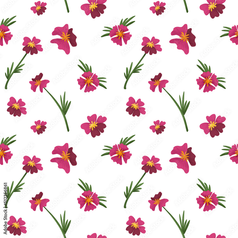 Floral pattern with small pink flowers on a white background. Vintage floral background. Seamless pattern for design and fashion prints. Floral pattern with small pink flowers on a white background. Vintage floral background. Seamless pattern for design and fashion prints.