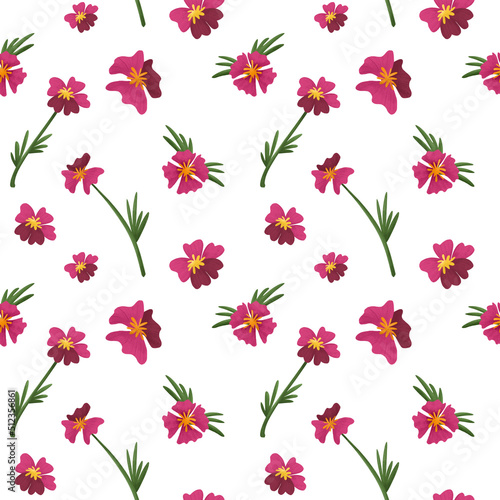 Floral pattern with small pink flowers on a white background. Vintage floral background. Seamless pattern for design and fashion prints.