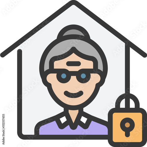 Elderly Woman Self isolation Icon