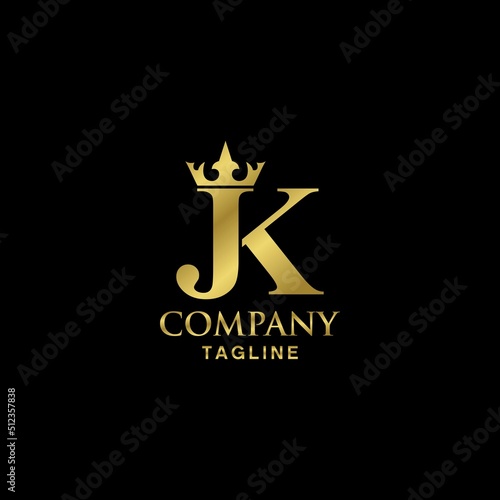 modern luxury INITIAL JK with crown Logo template