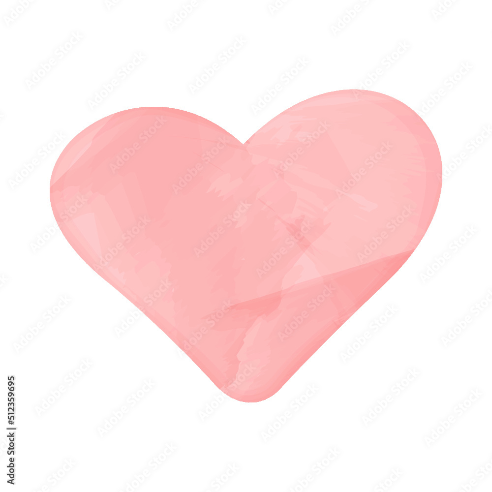 Watercolor heart pink icon vector illustration