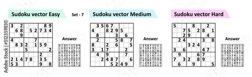Collection Sudoku game with answers. Different complexity.