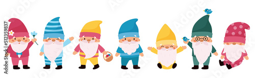 Photo Cute cartoon seven dwarfs for Snow White fairy tale