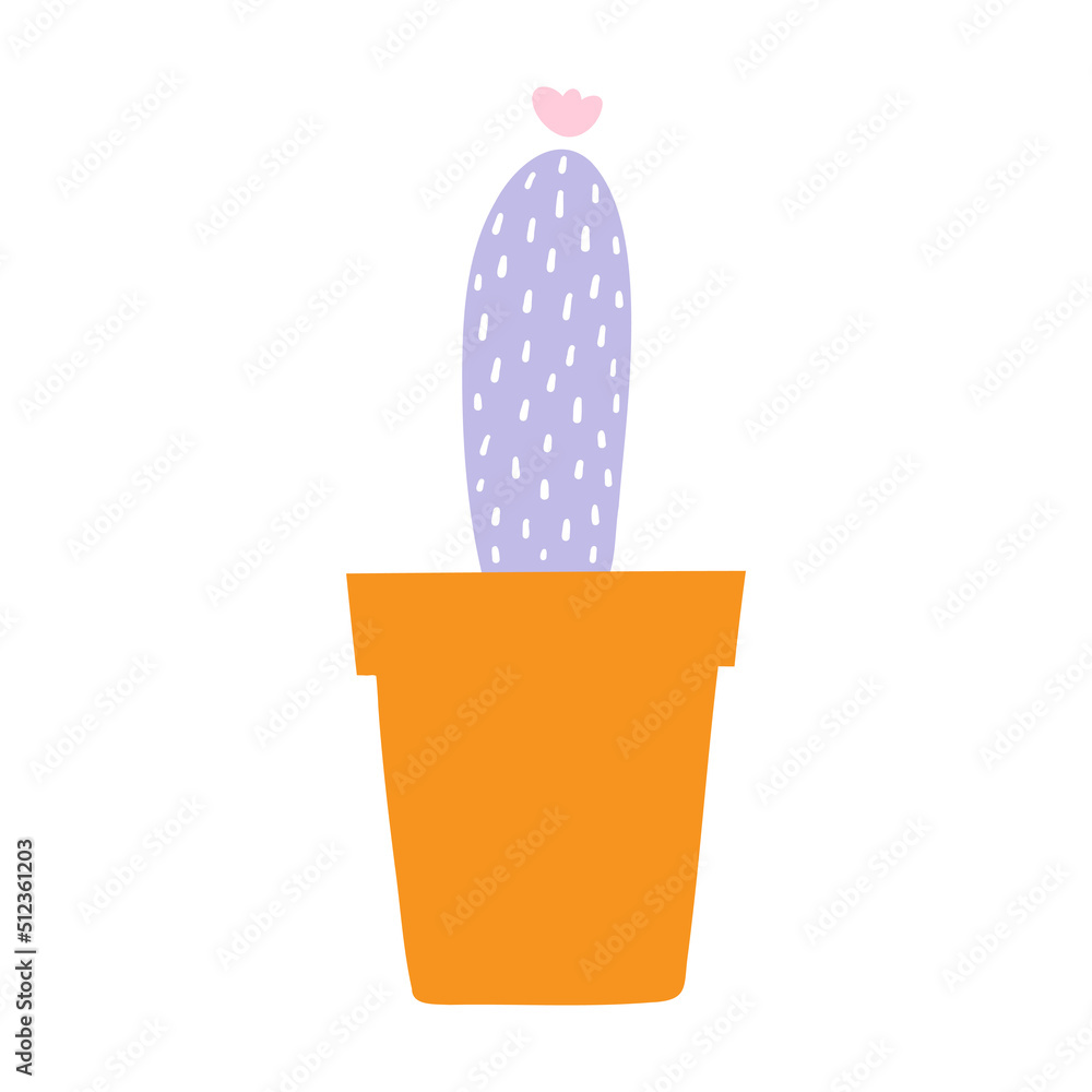 Cute Hand-drawn Cactus Plant in a Pot Flat Vector Illustration Cute Hand-drawn Cactus Plant in a Pot Flat Vector Illustration