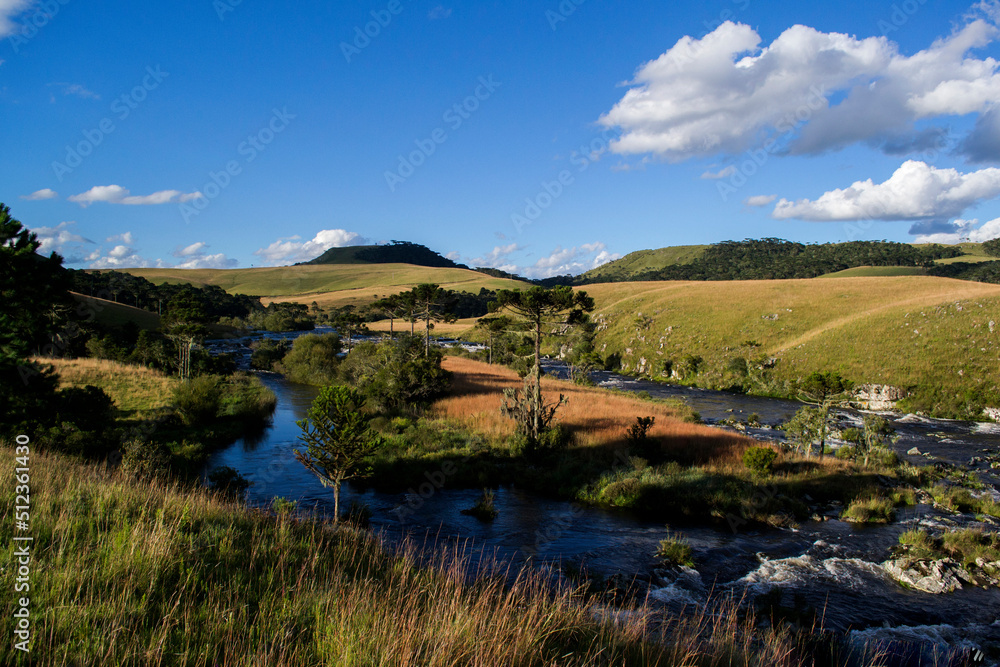 landscape with river and mountains in são josé dos ausentes , brazil
