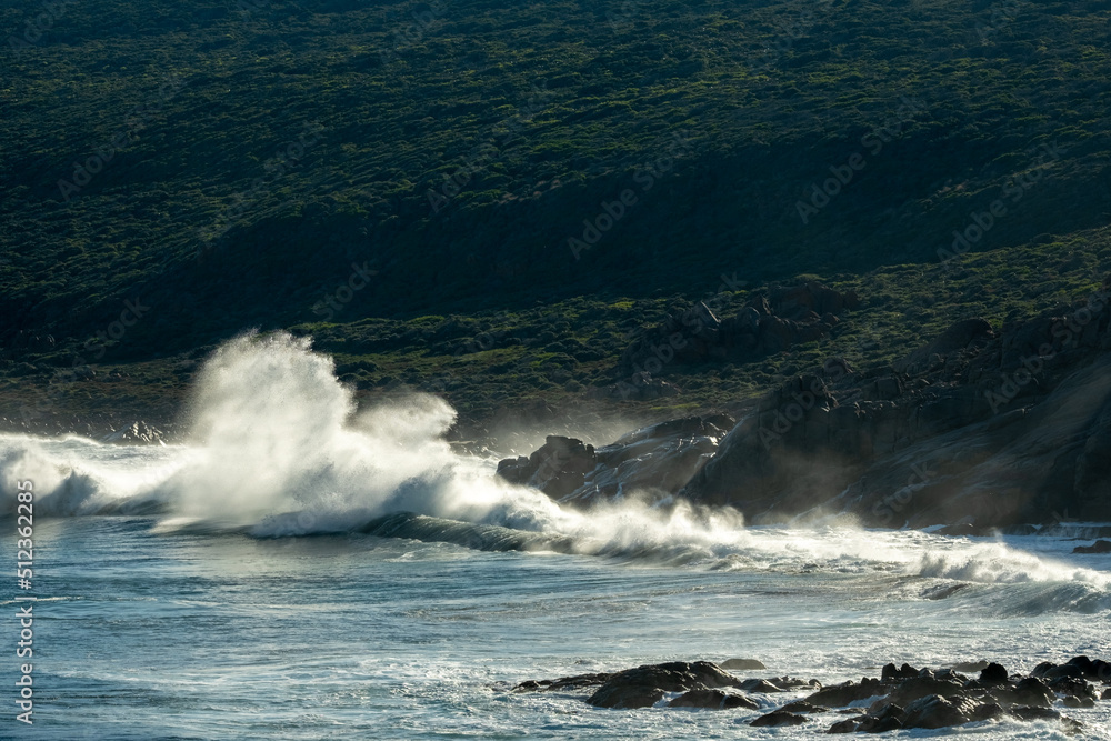 Fototapeta premium Waves battering the rocky coast near Canal Rocks