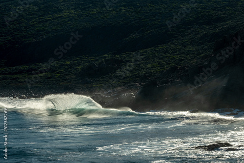 Sprays of water where surf hitting rocks Yallingup Coast