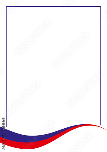 Template with blue and red wave shapes. Text frame. Blank form. Background, backdrop. Modern forms.