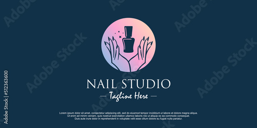 Nail polish logo vector with modern creative concept Premium Vector
