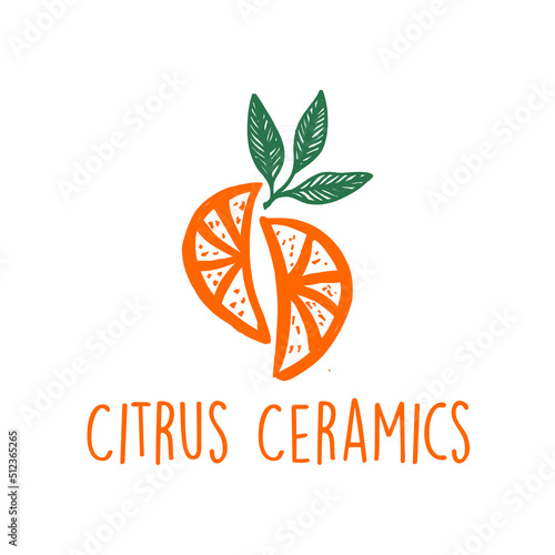 illustration of sliced orange or lemon natula pliers for food and beverage logos