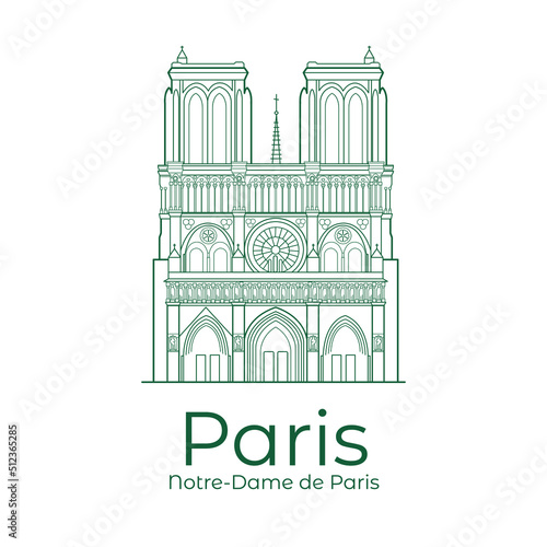 Vector illustration Paris Notre-Dame de Paris.