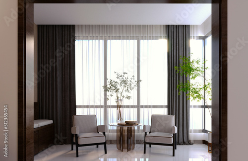 3d rendering,3d illustration, Interior Scene and Mockup,modern style living room wall decoration.