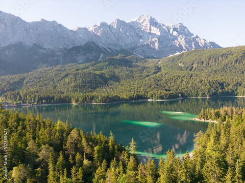 aerial view of the Eibsee and the Zugspitze in Germany © Prometheus Design