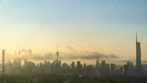 4k UHD footage of cityscape of Kuala Lumpur, Malaysia during sunrise
