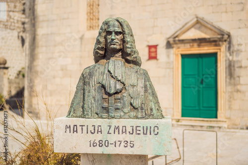 Matija Zmajevic he was admiral of the Baltic Fleet and the shipbuilder. Monument in Perast city, Montenegro photo