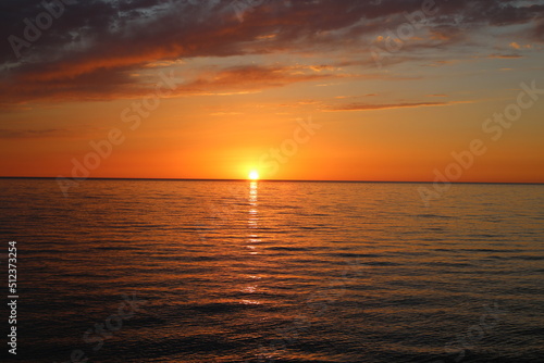 View of beautiful sunset at the sea.