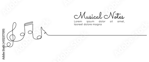 Fotografiet One continuous line drawing of musical notes