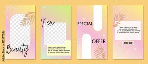 set of social network story templates for advertising promotion. elegant and beautiful pink background design. mobile vector design