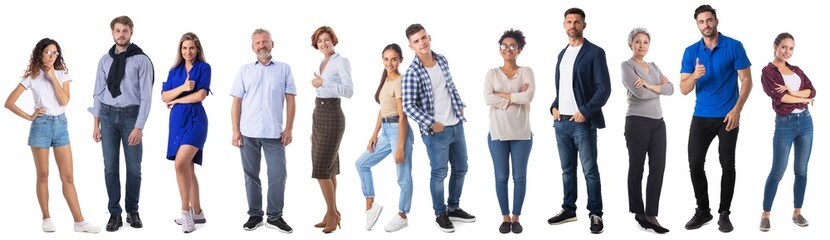 Casual people set on white
