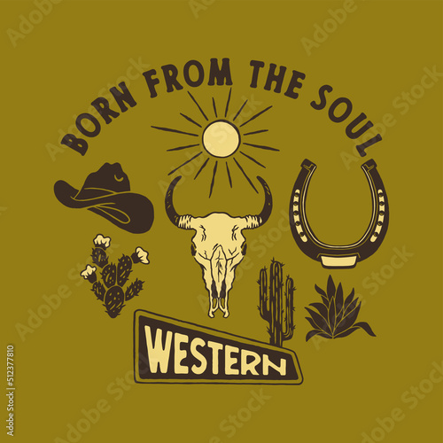 western soul illustration badge wild west icon emblem design vintage